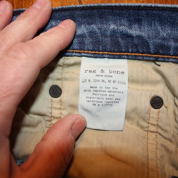 Rag & Bone Men's Denim Jeans. Size 32 Waist. Five Pockets - Picture 2 of 6